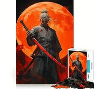 Samurai Under Blood Moon 1000 Pieces Jigsaws Adults Puzzles Gifts Logic Ability Toy Slow Enjoy Accurate Cut Stylish Gift (50x75cm)