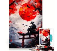 Samurai Under Blood Moon Adult Jigsaw Puzzle1000 Pieces Brain Teaser Mental Relax Pattern Assembly Santa Wish Item (50x75cm)
