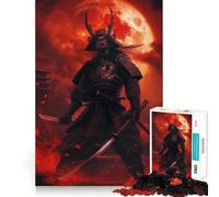 Samurai Under Blood Moon Jigsaw Puzzle 1000 Piece for Teenagers Brain Workout Toy Serene Time Art Assembly Seasonal Gift (38x26cm)