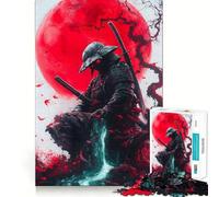 Samurai Under Blood Moon Jigsaw Puzzles 1000 Piece for Adults Strengthen Recall Leisure Fun Quality Edge Elegant Gift (50x75cm)