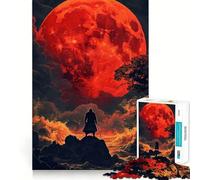 Samurai Under Blood Moon Jigsaw Puzzles 1000 Piece for Adults Think Smart Toy Together Fun Accurate Cut Art Display (38x26cm)