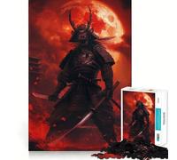 Samurai Under Blood Moon Jigsaw Puzzles 1000 Piece for Teenagers Enhance Recall Relax Time Exact Edge Creative Gift (50x75cm)