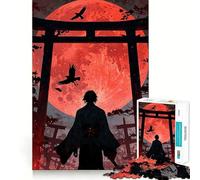 Samurai Under Blood Moon Jigsaw Puzzles 1000 Pieces for Adults Logic Sense Toy Leisure Time Smooth Edge Seasonal Gift (50x75cm)