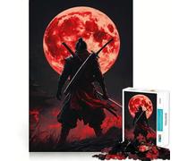 Samurai Under Blood Moon Jigsaw Puzzles for Adults 1000 Pieces Clear Logic Toy Quiet Hobby Perfect Cut Stylish Gift (38x52cm)