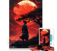 Samurai Under Blood Moon Jigsaw Puzzles for Teenagers 1000 Piece Wise Think Toy Gentle Leisure Tight Cut Santa Wish List (50x75cm)