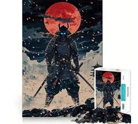 Samurai Under Blood Moon Jigsaw Puzzles for Teenagers 1000 Piece Wise Think Toy Gentle Leisure Tight Cut Santa Wish List (50x75cm)