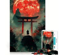 Samurai Under Blood Moon Jigsaws 1000 Pieces for Adults Cognitive Toy Together Fun Image Assembly Art Collection Piece (38x52cm)