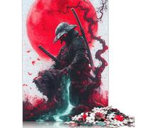 Samurai Under Blood Moon Puzzle for Adults 500 Pieces Puzzle Adult Jigsaw Puzzle Brain Teaser Game 500pcs (52x38cm)