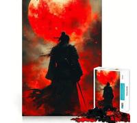 Samurai Under Blood Moon Puzzle for Teenagers 1000 Pieces Mind Exercise Toy Gentle Relax Design Assembly Xmas Surprise (38x26cm)