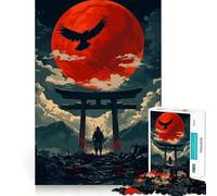 Samurai Under Blood Moon Puzzles for Teenagers 1000 Pieces Strengthen Recall Calm Pastime Quality Edge Festive Gift (38x52cm)