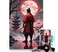 Samurai Under Blood Moon Teenager Jigsaw Puzzles 1000 Pieces Mind Puzzle Casual Relax Image Assembly Heartfelt Gift (50x75cm)