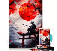 Samurai Under Blood Moon Teenager Jigsaw Puzzles 1000 Pieces Mind Puzzle Casual Relax Image Assembly Heartfelt Gift (38x26cm)