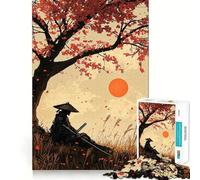 Samurai Under Cherry Blossoms 1000 Piece Jigsaw Puzzles for Adults Jigsaw Think Toy Home Enjoy Fine Cut Santa Wish Gift (38x52cm)