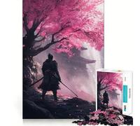 Samurai Under Cherry Blossoms 1000 Piece Jigsaw Puzzles for Teenagers Jigsaw Logic Train Toy Stress Relief Smooth Cut Memorable Gift (38x26cm)