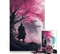 Samurai Under Cherry Blossoms 1000 Piece Jigsaw Puzzles for Teenagers Jigsaw Recall Build Easy Leisure Neat Cut Santa Wish Gift (38x52cm)