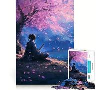 Samurai Under Cherry Blossoms 1000 Piece Jigsaws for Teenagers Puzzle Mental Toy Peaceful Time Premium Cut Artistic Gift (50x75cm)