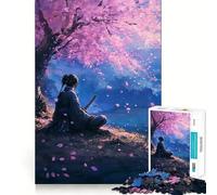 Samurai Under Cherry Blossoms 1000 Pieces Jigsaw Puzzles for Teenagers Logic Sense Toy Simple Fun Smooth Edge Stylish Gift (38x52cm)