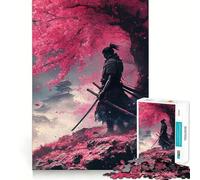Samurai Under Cherry Blossoms 1000 Pieces Jigsaws Adults Puzzles Gifts Logic Ability Toy Slow Enjoy Accurate Cut Stylish Gift (38x52cm)