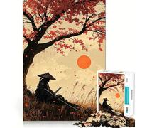 Samurai Under Cherry Blossoms Jigsaw Puzzle 1000 Piece for Adults Smart Reason Toy Home Pastime Smooth Edge Art Collectible (38x26cm)