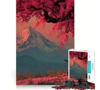 Samurai Under Cherry Tree with Mountain 1000 Piece Jigsaws for Teenagers Puzzle Reason Skill Toy Mental Relax Exact Cut (38x26cm)