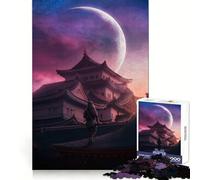 Samurai Under Crescent Moon for Adults 1000 Piece Jigsaw Puzzle Mind Exercise Toy Family Joy Precision Cut Lovely Gift (38x26cm)