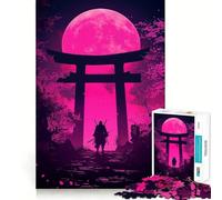 Samurai Under Pink Moon 1000 Pieces Jigsaws Adults Puzzles Gifts Strong Logic Toy Soothing Play Clear Edge Heartfelt Gift (50x75cm)