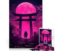 Samurai Under Pink Moon 1000 Pieces Jigsaws Adults Puzzles Gifts Strong Logic Toy Soothing Play Clear Edge Heartfelt Gift (50x75cm)