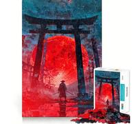 Samurai Under Red Moon 1000 Piece Jigsaw Puzzles for Adults Smart Reason Toy Quiet Fun Smooth Edge Festival Gift (38x26cm)