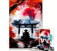 Samurai Under Red Moon 1000 Piece Jigsaw Puzzles for Teenagers Memory Boost Home Leisure Image Assembly Lovely Gift (50x75cm)
