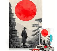Samurai Under Red Moon Landscape Japanese Jigsaws 1000 Pieces for Adults Cognitive Toy Together Fun Image Assembly Art Collection Piece (50x75cm)