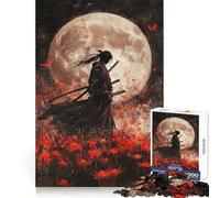 Samurai Under The Moon 1000 Piece Jigsaw Puzzles for Adults Improve Memory Anxiety Relief Sharp Edge Wall Art Decor (38x52cm)
