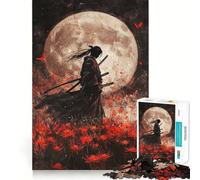 Samurai Under The Moon 1000 Piece Jigsaw Puzzles for Adults Improve Memory Anxiety Relief Sharp Edge Wall Art Decor (38x52cm)