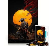 Samurai Under The Moon 1000 Pieces Jigsaw Puzzles for Teenagers Improve Memory Mental Relax Sharp Edge Creative Gift (50x75cm)