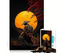 Samurai Under The Moon Adult Jigsaw Puzzles 1000 Pieces Brain Workout Toy Casual Relax Image Assembly Artistic Gift (38x52cm)