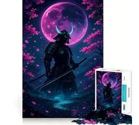 Samurai Under The Moon for Adults 1000 Piece Jigsaw Puzzle Mind Exercise Toy Family Joy Precision Cut Lovely Gift (50x75cm)