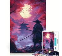 Samurai Under The Moonlit Sky 1000 Piece Jigsaw Puzzles for Adults Improve Memory Anxiety Relief Sharp Edge Wall Art Decor (50x75cm)