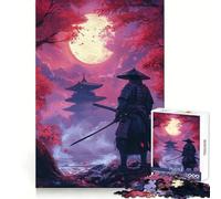 Samurai Under The Moonlit Sky for Adults 1000 Piece Jigsaw Puzzle Mind Exercise Toy Family Joy Precision Cut Lovely Gift (38x26cm)