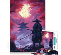 Samurai Under The Moonlit Sky for Adults 1000 Piece Jigsaw Puzzle Mind Exercise Toy Family Joy Precision Cut Lovely Gift (38x26cm)