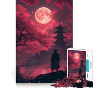 Samurai Under The Red Moon 1000 Piece Jigsaw Puzzles for Teenagers Jigsaw Think Game Calm Mind Quality Edge (38x26cm)
