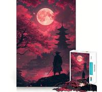Samurai Under The Red Moon 1000 Piece Jigsaw Puzzles for Teenagers Mind Challenge Toy Quiet Hobby Precise Cut Seasonal Gift (50x75cm)