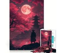 Samurai Under The Red Moon 1000 Pieces Jigsaw Puzzles for Teenagers Solid Logic Toy Peaceful Fun Precision Cut Amazing Present (38x52cm)