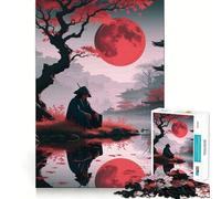 Samurai Under The Red Moon 1000 Pieces Jigsaw Puzzles for Teenagers Solid Logic Toy Peaceful Fun Precision Cut Amazing Present (50x75cm)
