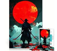 Samurai Under The Red Moon Adult Jigsaw Puzzles 1000 Pieces Brain Workout Toy Casual Relax Image Assembly Artistic Gift (38x52cm)