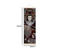 Samurai Vintage Wooden Canvas Scroll Painting, Japanese Ukiyoe Tattoo Wall Art Decor, Posters and Prints Artwork, Bushido Hall Sushi Restaurant Home Decor d4 (7.8''X23.6'')