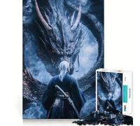 Samurai Vs Dragon 1000 Pieces Jigsaw Puzzles for Teenagers Enhance Memory Easy Leisure Firm Cut Wall Art Decor (50x75cm)