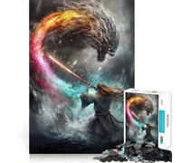 Samurai Vs. Dragon 1000 Pieces Jigsaws Adults Puzzles Gifts Logic Ability Toy Slow Enjoy Accurate Cut Stylish Gift (50x75cm)