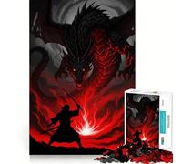 Samurai Vs. Dragon︰ Epic Battle Scene Jigsaw Puzzles 1000 Pieces for Adults Brain Skill Stress Release Exact Edge Wall Art Decor (50x75cm)