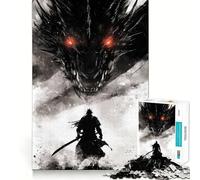 Samurai Vs Dragon Jigsaw Puzzle 1000 Piece for Teenagers Logic Train Toy Light Relax Smooth Cut Wall Art Decor (38x26cm)