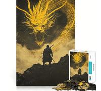 Samurai Vs Dragon Jigsaw Puzzles 1000 Piece for Teenagers Enhance Recall Relax Time Exact Edge Creative Gift (50x75cm)