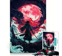 Samurai Vs Dragon Jigsaw Puzzles 1000 Pieces for Adults Brain Skill Stress Release Exact Edge Wall Art Decor (38x52cm)